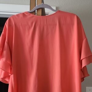 Women's Coral Ruffle Sleeve Top